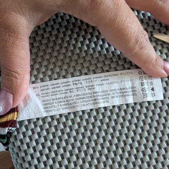 Zara NWOT Striped Stretch Midi Dress Black Green White Yellow Brown Size Medium - Picture 9 of 9